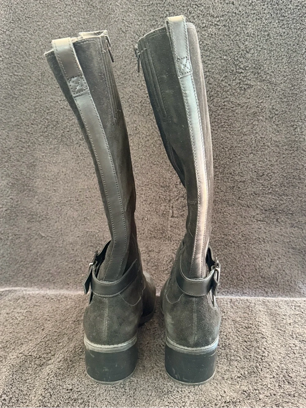 Josef Seibel Nevella March Black Suede Over-the-Knee Buckle Boots